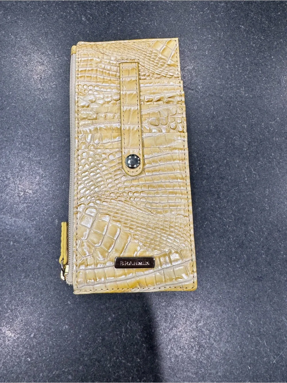 Brahmin Croc-Embossed Leather ID & Card Holder in Beige